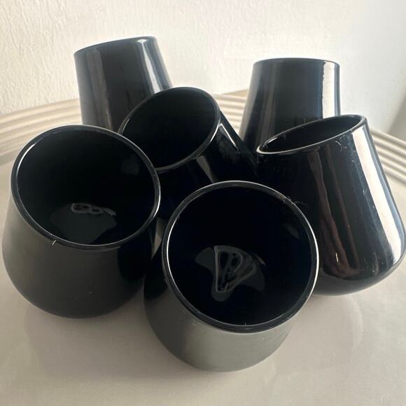Rare black rolling shot glasses set of 6 - Picture 2 of 7